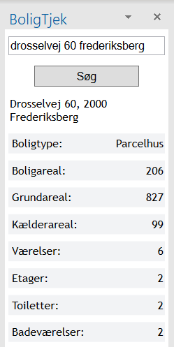 Skærmbillede af BoligTjek. Større bolig